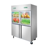Four-door Glass Freezer Stainless Steel