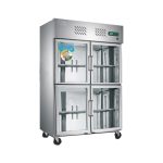 Four-door Glass Freezer Stainless Steel