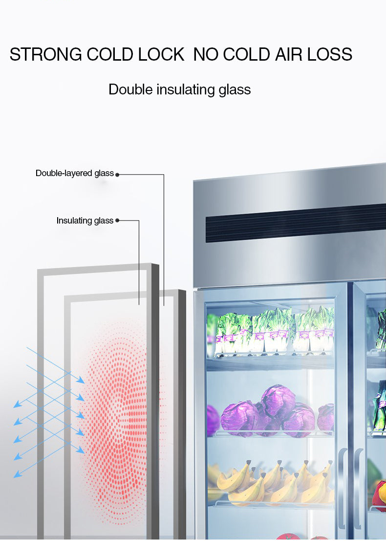 Four-door Glass Freezer Stainless Steel - Image 4